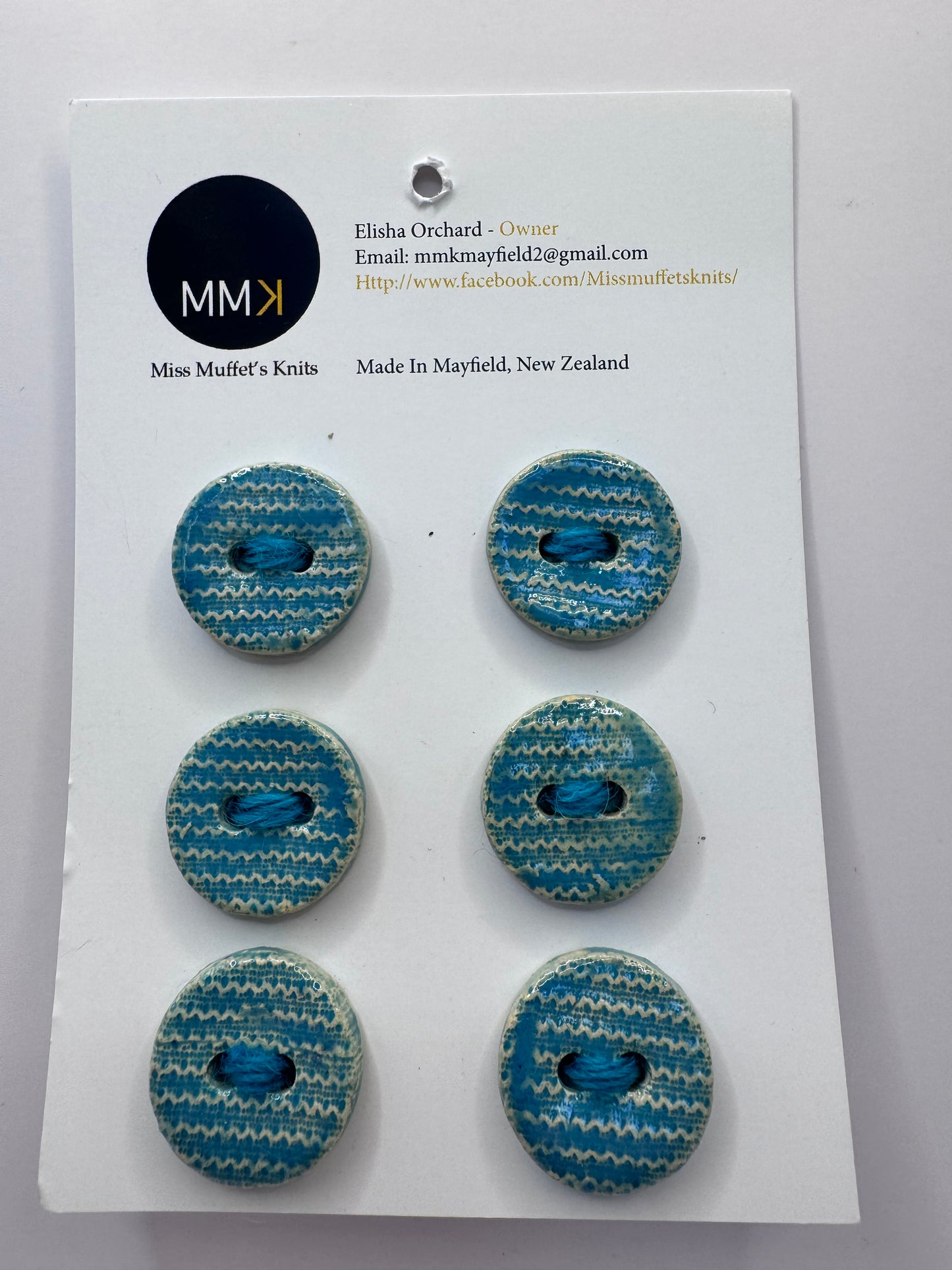Miss Muffet's Knits: Ceramic Buttons - 2cm 6 per sheet