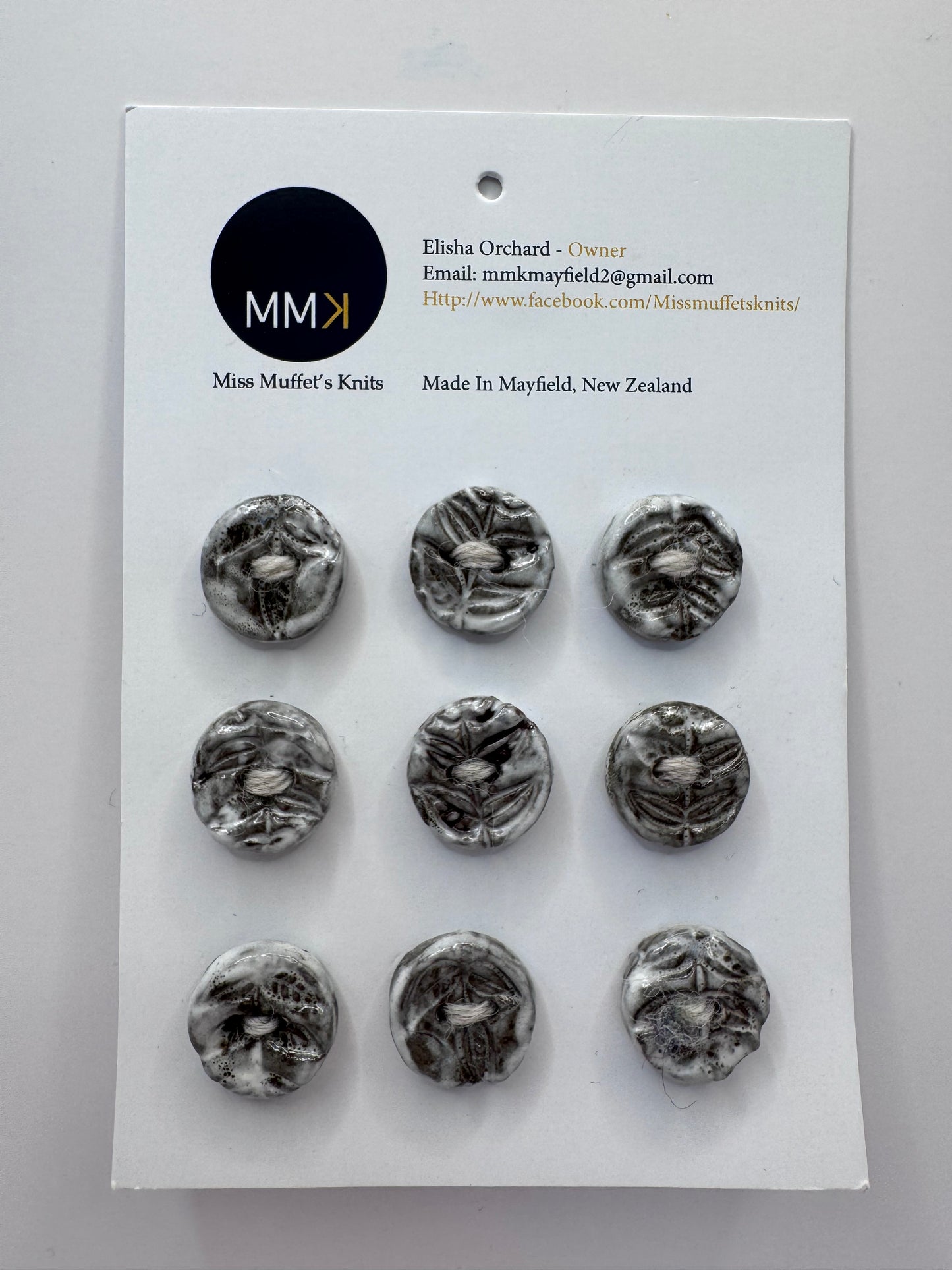 Miss Muffet's Knits: Ceramic Buttons - 9 per sheet