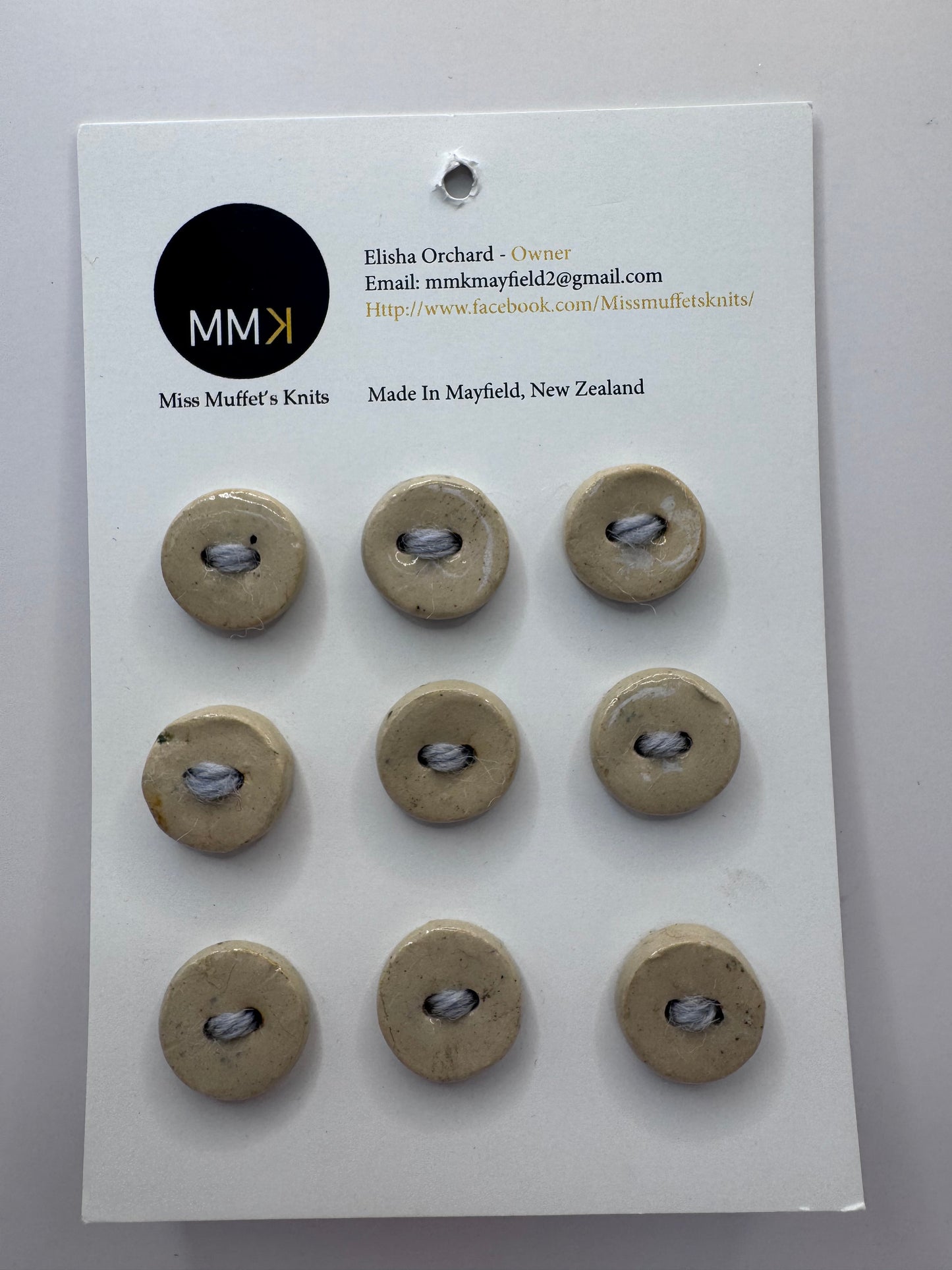 Miss Muffet's Knits: Ceramic Buttons - 9 per sheet