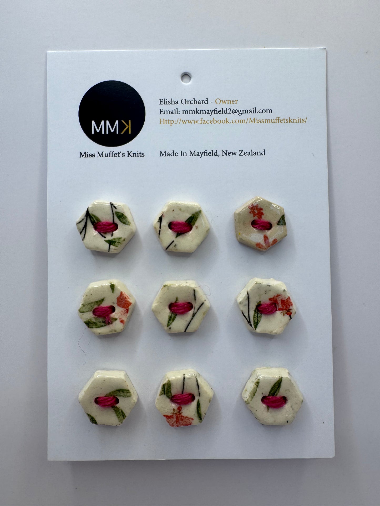 Miss Muffet's Knits: Ceramic Buttons - 9 per sheet
