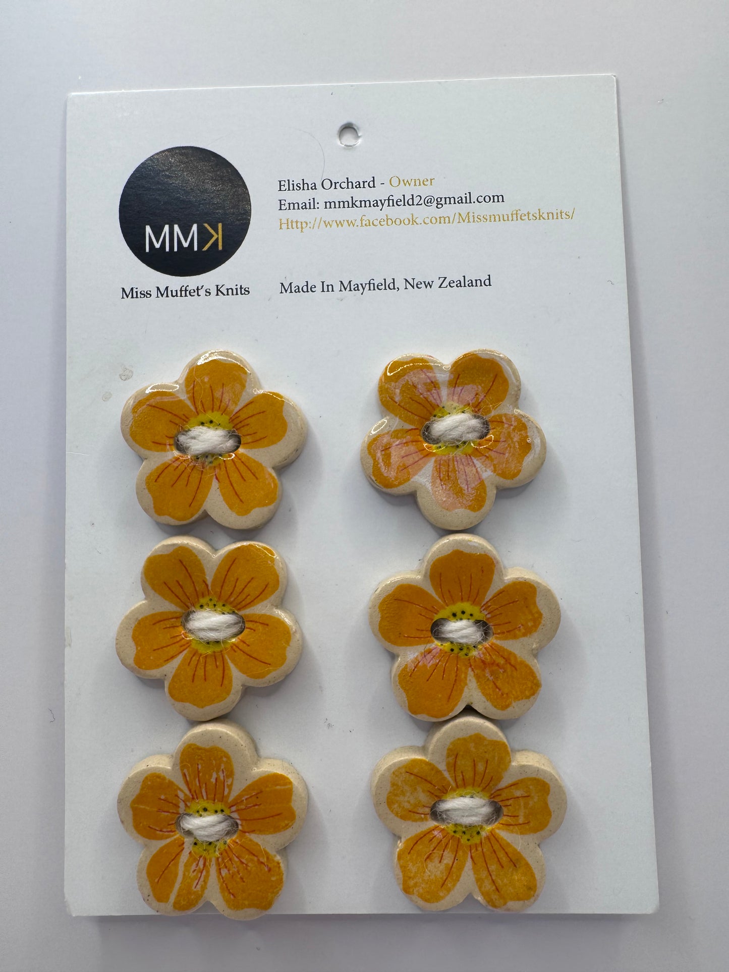 Miss Muffet's Knits: Ceramic Buttons - 2.5cm 6 per sheet
