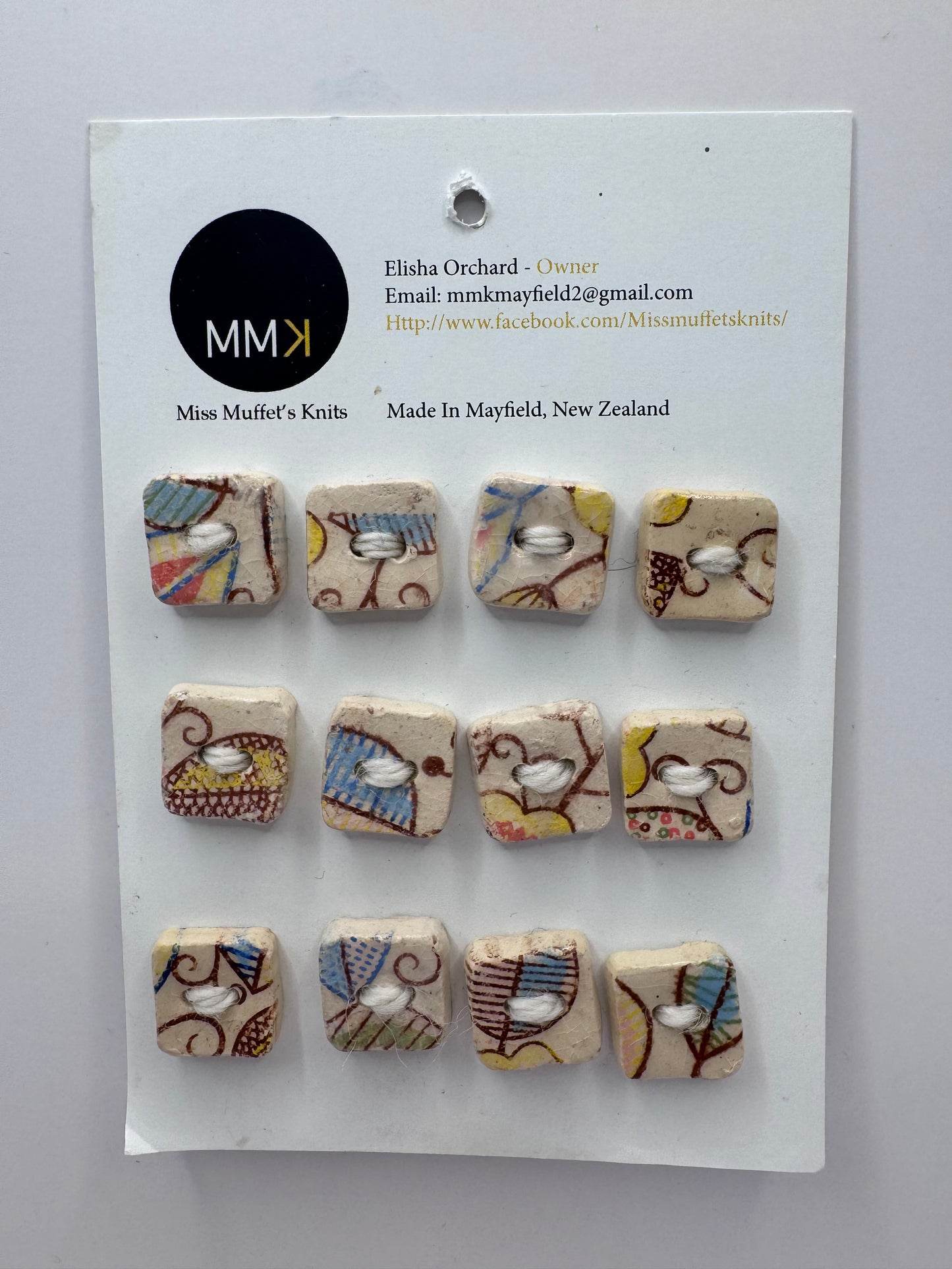 Miss Muffet's Knits: Ceramic Buttons - 9 per sheet