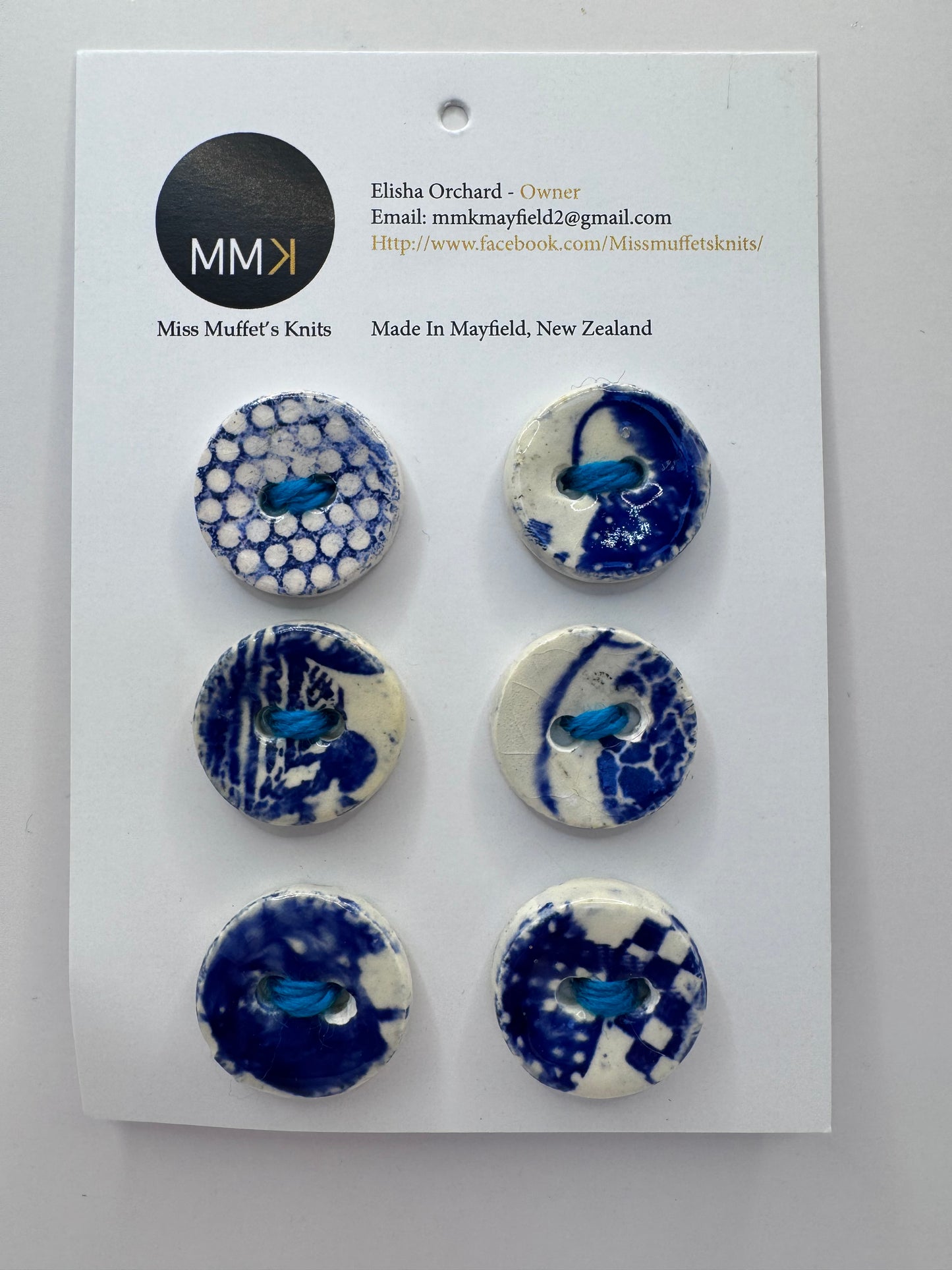 Miss Muffet's Knits: Ceramic Buttons - 2cm 6 per sheet