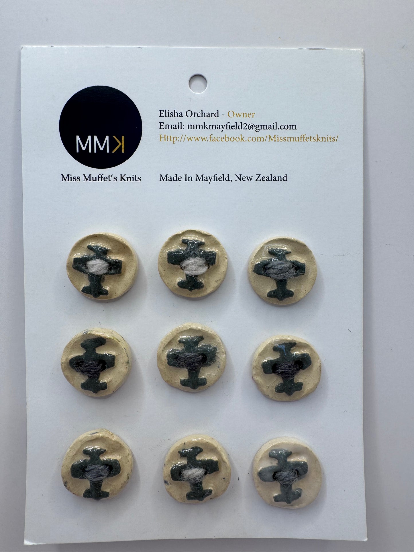 Miss Muffet's Knits: Ceramic Buttons - 9 per sheet