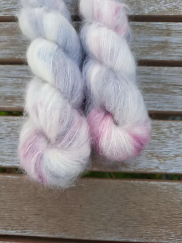 Dye Studio 54, Cloud, lace weight Baby Suri Alpaca/Mulberry Silk yarn