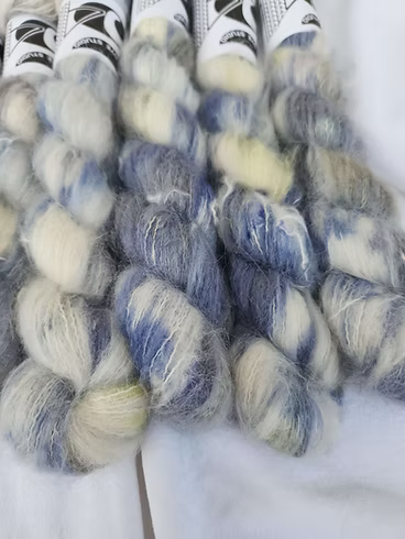 Dye Studio 54, Cloud, lace weight Baby Suri Alpaca/Mulberry Silk yarn
