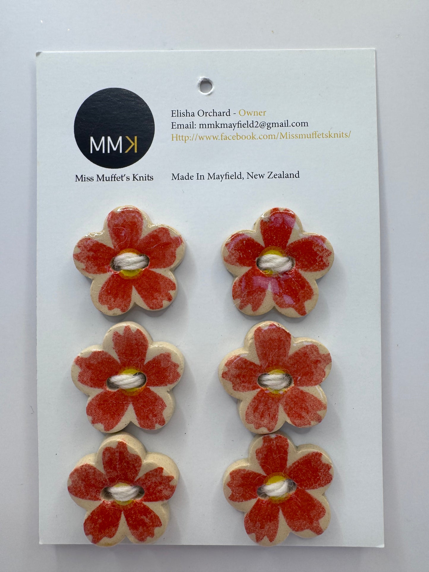 Miss Muffet's Knits: Ceramic Buttons - 2.5cm 6 per sheet