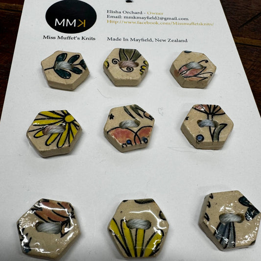 Miss Muffet's Knits: Ceramic Buttons - 9 per sheet
