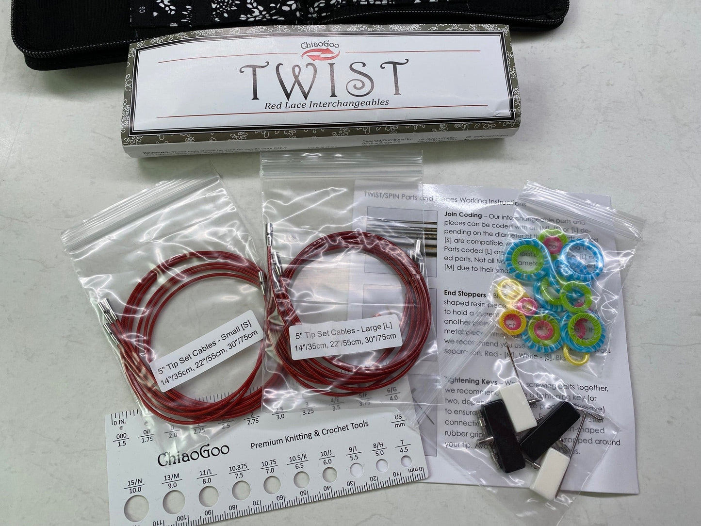 ChiaoGoo Twist Interchangeable Tips 5" Red Lace (13cm) Full Set