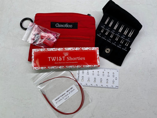 ChiaoGoo Twist Shorties Red 2″/3″ (5 & 8cm) Mini Interchangeable Set