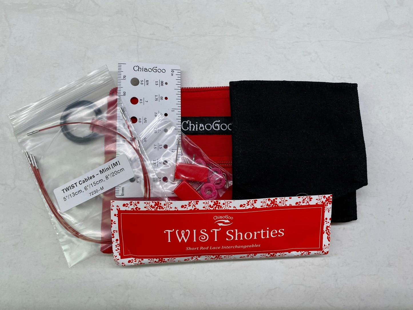 ChiaoGoo Twist Shorties Red 2″/3″ (5 & 8cm) Mini Interchangeable Set